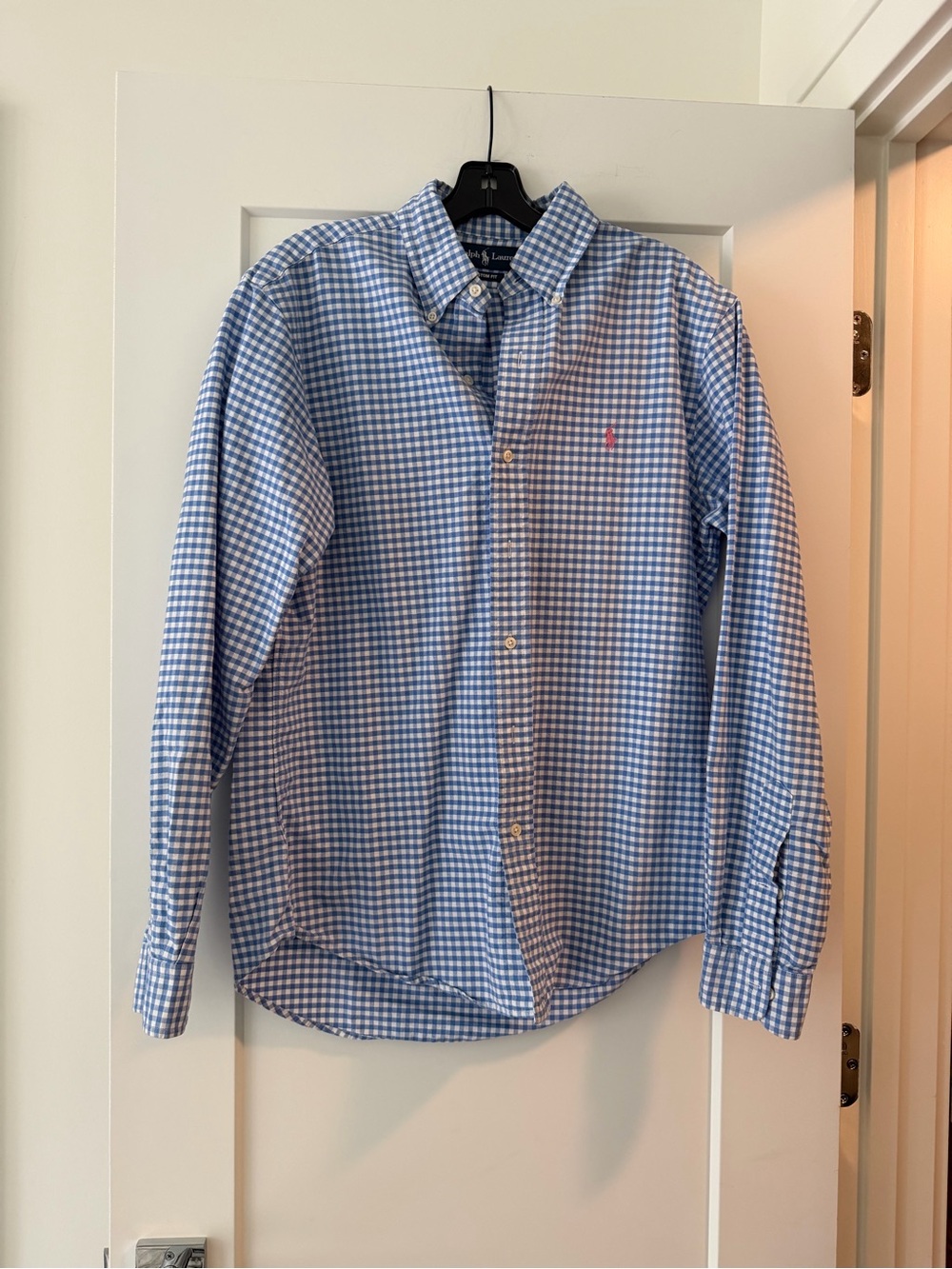 Ralph Lauren Light Blue and White Gingham Button-Down Shirt